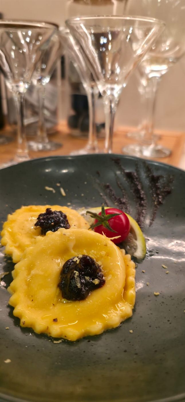 Ravioli com geleia de cebola