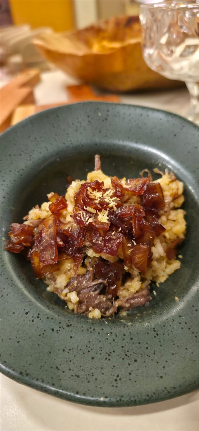 Risoto com cebola caramelizada